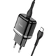 Сетевое зарядное устройство HOCO N24 Type-C, 20W, 3A, QC/PD адаптер с Type-C кабелем и быстрой зарядкой black - изображение 1
