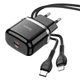 Мережевий зарядний пристрій HOCO N24 Type-C, 20W, 3A, QC/PD з Lightning кабелем та швидкою зарядкою black - зображення 3