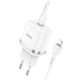 Сетевое зарядное устройство HOCO N24 Type-C, 20W, 3A, QC/PD с Lightning кабелем и быстрой зарядкой white - изображение 1