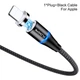 Магнитный кабель FLOVEME 3А быстрая зарядка, передача данных FL180504 Lightning black - изображение 1