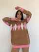 Женский свитер с ромбами Park Karon One size кэмел - изображение 4