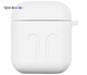 Силиконовый чехол Silicon Case для Airpods беспроводных наушников универсальный с карабином для зарядного кейса толщина 1.5 мм белый (8011BS) - изображение 2