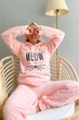 Жіноча махрова тепла піжама Pijamoni кофта та штани MEOW Мяу пудрова L - зображення 3