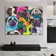 Картина Холстович Lovely pugs 30x40 см. Картина з мопсами поп арт для офісу, вітальні, спальні, інтер'єру - зображення 2