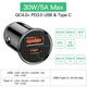 Автомобільний зарядний пристрій Baseus 30W PD 3.0 QC3.0 USB+USB-C Black - зображення 2
