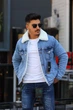 Куртка мужская джинсовая на меху I8 Denim светло-синяя батальная L - изображение 3