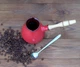 Турка для кофе Americano Red керамика 600 мл + ложка с длинной ручкой и рассекатель (683) - изображение 3