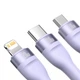 Кабель Baseus Flash Series Ⅱ One-for-three Fast Charging cabel Type-C для M+L+C 100W 1.5m (CASS030205) Purple - зображення 2