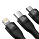 Кабель Baseus Flash Series Ⅱ Two-for-three Charging cabel U+C to M+L+C 100W 1.2m (CASS030101) Black - зображення 3