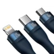 Кабель Baseus Flash Series Ⅱ One-for-three Fast Charging cabel Type-C to M+L+C 100W 1.5m (CASS030203) Blue - изображение 2