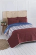Покрывало стеганное с наволочками Eponj Home - North bordo бордовый 200*220 - изображение 1