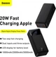 Повербанк портативное зарядное устройство Power Bank Baseus 30000 mAh premium 20W 3A c Led дисплеем Bipow Digital Display Black - изображение 14