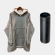 Толстовка плед с рукавами и капюшоном ONE SIZE Huggle Hoodie Серый+ Термо-кружка с датчиком температуры Black - изображение 11