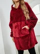 Толстовка плед с рукавами и капюшоном Huggle Hoodie оверсайз, теплый худи с большим карманом для рук Бордовый One size - изображение 4