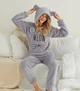 Жіноча махрова тепла піжама Pijamoni кофта та штани MEOW Мяу сіра XL - зображення 3
