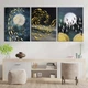 Модульная картина Холстович Abstraction Gold Fish And Birds 90х40 см. Интерьерная картина с абстракцией в гостиную, спальню, кухню, офис - изображение 2