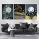 Модульная картина Холстович Abstraction Gold Fish And Birds 90х40 см. Интерьерная картина с абстракцией в гостиную, спальню, кухню, офис - изображение 4