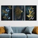 Модульная картина Холстович Modern Blue & Gold Butterfly 90х40 см. Картина с бабочками в гостиную, спальню, кухню, офис, интерьерная - изображение 3