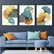 Модульная картина Холстович Nordic Gold Leaf Abstract 90х40 см. Картина с абстракцией в кабинет психолога, гостиную, спальню, кухню, офис, интерьерная - изображение 2
