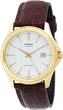 Стильные наручные часы Casio MTP-1183Q-7ADF Белые/золотистые с коричневым - изображение 1