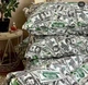 Комплект постільної білизни Полуторний Бязь Голд Люкс Долари 150х220 сірий з зеленим (B-75.1.5) - зображення 2