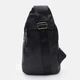 Сумка-слинг мужская кожаная Laras K10085bl Черная (ROZ6400170104) - изображение 3