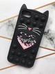 Чехол Попит Антистресс Поп-Ит Pop It на iPhone 7/8/SE 2020 :: Поп ит Котик черный с сердечком - изображение 1