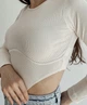 Женский боди в рубчик Qu Style L бежевый с имитацией бюстье - изображение 2