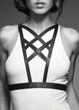 Портупея з екошкіри Bijoux Indiscrets Maze – Cross Cleavage Harness Black Чорно-золота One size - изображение 1