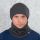 Комплект вязаная шапка со снудом на флисе КАНТА унисекс 50-60 темно-серый (OC-101) - изображение 3