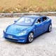 Машинка Tesla Model 3 металлическая коллекционная моделька игрушка 15 см Синий (4266037) - изображение 4