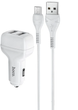 Адаптер автомобільний HOCO Micro USB Cable Leader Z36 2USB 2.4A White - зображення 2