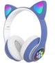 Наушники Bluetooth MDR CAT ear VZV-23M 7805 с подсветкой синие - изображение 1