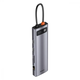 USB-Хаб Baseus Metal Gleam Series 11в1 3xUSB/2x4K HD/Type-C/TF/SD/Type-C PD/VGA/3.5mm/RJ45 сірий - зображення 6