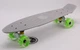 Скейтборд пластиковый Penny LED WHEELS FISH 22in со светящимися колесами SK-405-12 (серый-сер-салат) - изображение 1