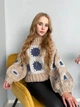 Бежевый вязаный женский свитер One size SusykPerfect (G0204) с цветочными мотивами - изображение 3