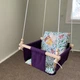 Детская качеля Infancy Фея светлая подвесная из натурального дерева фиолетовая тканевая основа от 7 месяцев до 5 лет - изображение 1