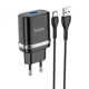 Зарядне мережеве HOCO N1 (1USB/2.4A) Type-C Чорний - изображение 1