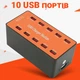 Мультизарядная станция Digital Lion MCS-A5B, многопортовое сетевое зарядное устройство на 10 USB, 50W, Оранжевая - изображение 6