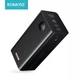 Зовнішній акумулятор Romoss PEA60 60000mAh (3USB+Type-C) із швидкою зарядкою 22.5W SCP QC3.0 PD3.0, чорний - зображення 2