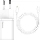 Зарядний пристрій Baseus Super Si USB-C 20W + Type-C to Lightning Cable White (TZCCSUP-B02) - изображение 3
