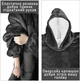 Толстовка-плед з рукавами та капюшоном Huggle Hoodie Оверсайз Чорна Тепле худі з хутром та кишенею - зображення 4