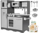 Детская деревянная кухня Mamabrum XXL с LED-освещением Серая LED KITCHEN W1C600 - изображение 1