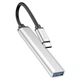 USB-хаб розширювач з входом Type-C HUB адаптер HOCO Mini 4-in-1 converter (USB3.0+3*USB2.0). Silver - зображення 3