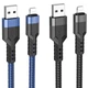 Кабель для телефона Lightning Apple iPhone HOCO U110 120см |2,4A| Синій - зображення 3