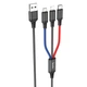 Кабель USB HOCO X76 3in1, USB - Lightning + MicroUSB + Type-C, 2А, 1m, черный, красный, синий - изображение 1