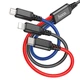 Кабель USB HOCO X76 3in1, USB - Lightning + MicroUSB + Type-C, 2А, 1m, черный, красный, синий - изображение 3