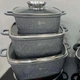 Набір каструль із гранітним покриттям Higher Kitchen HK-302 із кришками Сірий - зображення 2