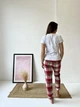 Женская пижама тёплая домашний костюм 3-ка в клеточку COSY (штаны+рубашка+футболка) L красно/белая F61P+f01ws - изображение 7