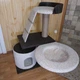Стильный кошачий комплекс когтеточка с домиком гамак котикам Лапушка 3 85х60х40см коричнево белый - изображение 5